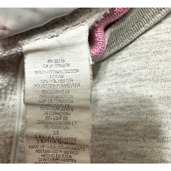 Morning Sun Woman Sweatshirt 3X Gray Pink Granny Hummingbird Flowers Cottage - Picture 7 of 8